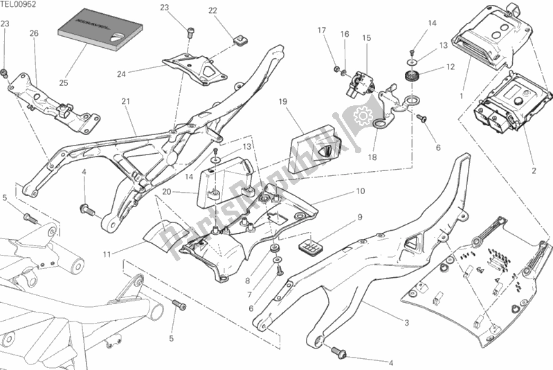 Todas as partes de Quadro Traseiro Comp. Do Ducati Diavel Xdiavel S USA 1260 2016